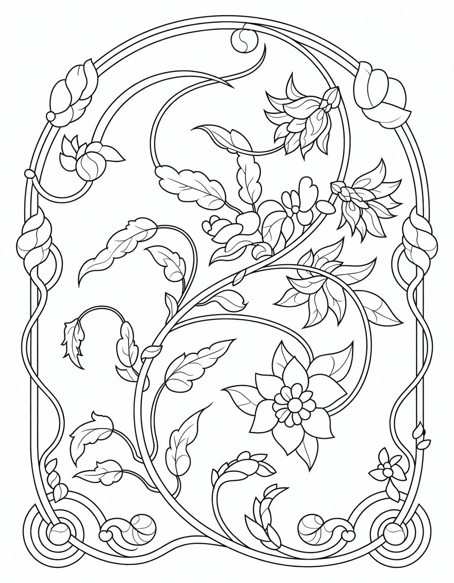 Art Nouveau Floral Glass